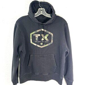 Texas Hoodie Sweatshirt The Lone Star State Mens L Heavy Warm Black Green Camo
